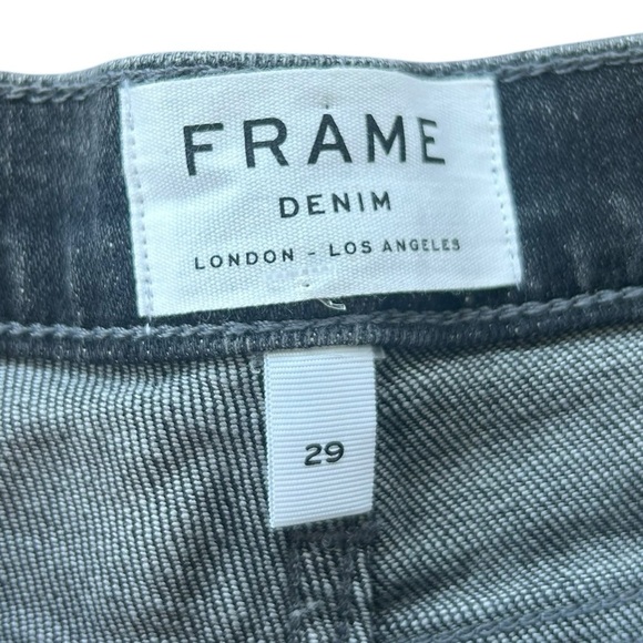 FRAME Denim Le Cutoff Frayed Hem Shorts Silver Strike Dark Grey Size 29 - Picture 4 of 8
